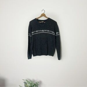 [Rue 21] Vintage Wool Gray Floral Print V-Neck Pullover Sweater